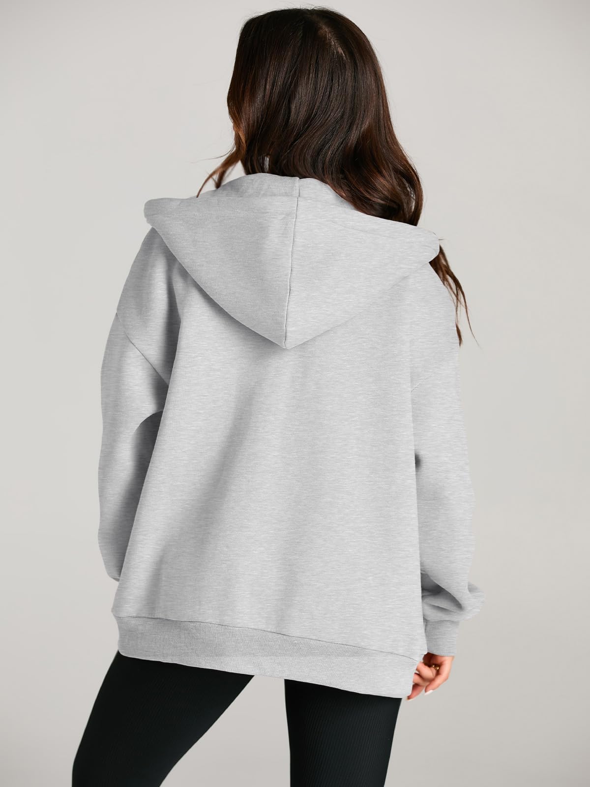 EFAN Women Zip Up Hoodies Oversized Sweatshirt Jacket 2024 Fall Fleece Cute Pullover Hooded Tops Teen Girls Casual Loose Fit Y2k Trendy Fashion Gym Clothes Outfits Grey S