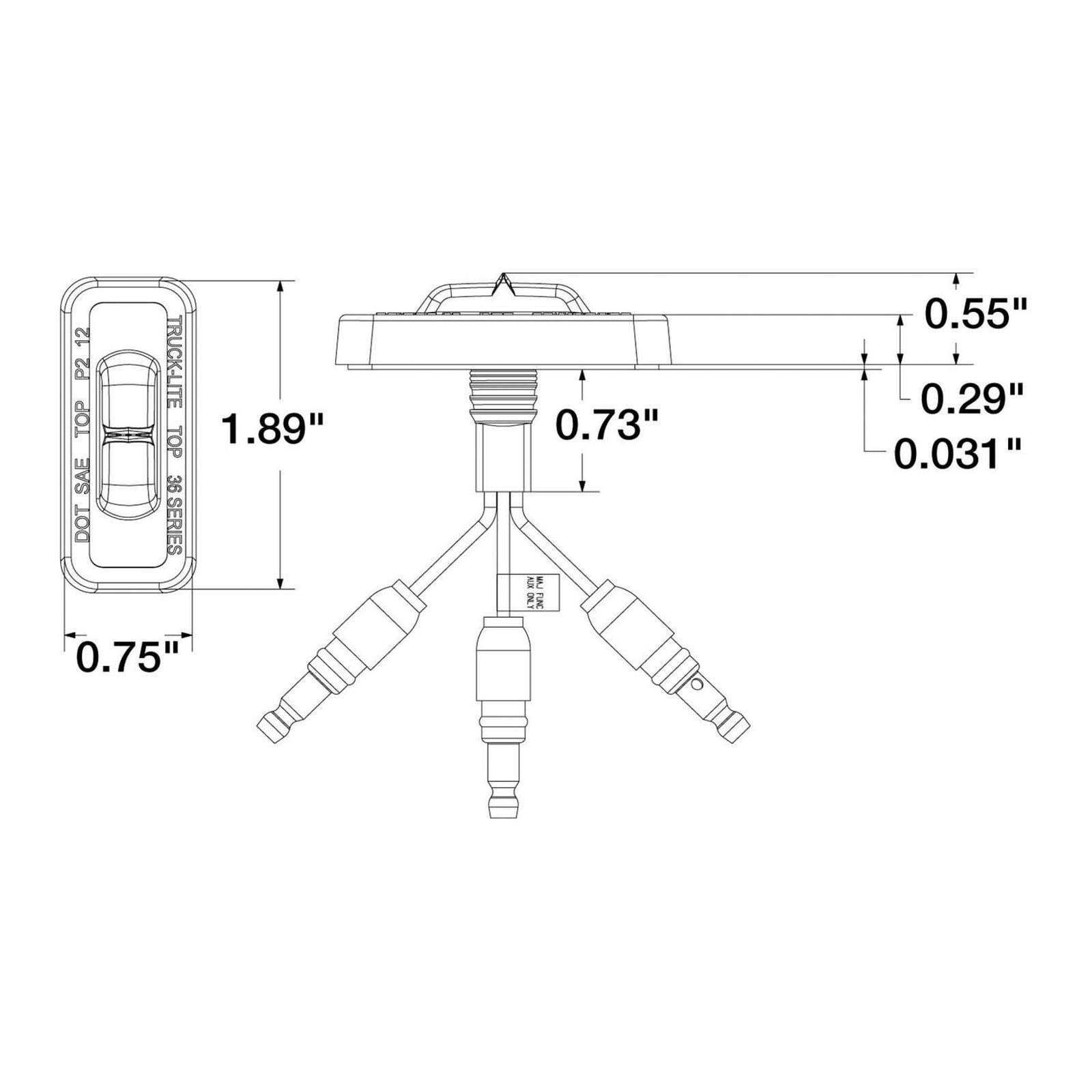 Truck-Lite 36203Y 36 Series Yellow Dual Function Flex-Lite LED Identification Lamp
