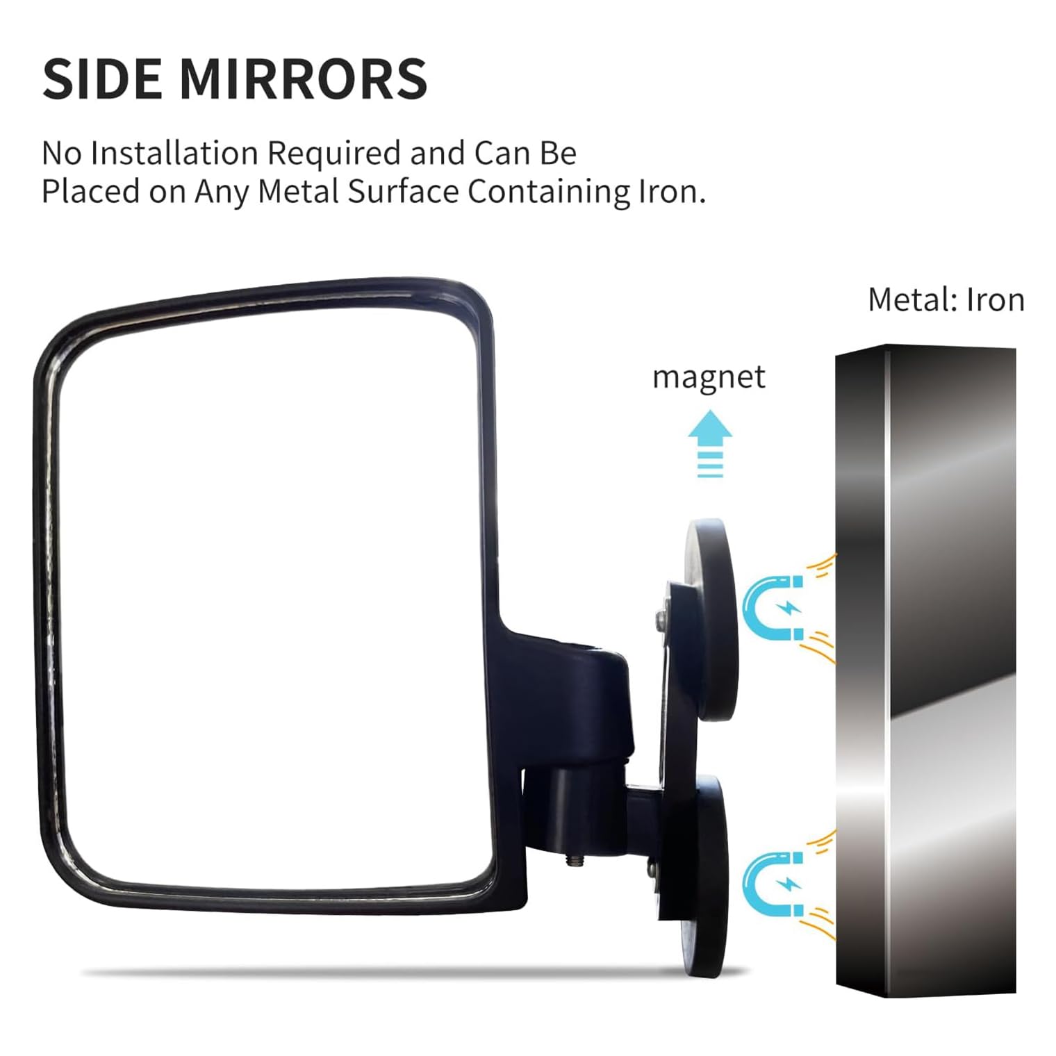 Magnetic Tractor Mirrors, Rearview Mirrors Compatible with Mahindra, Kubota, John Deere, and Lawn Mover Side Mirrors with Strong Magnets, Tractor Accessories Come Pre-Assembled.