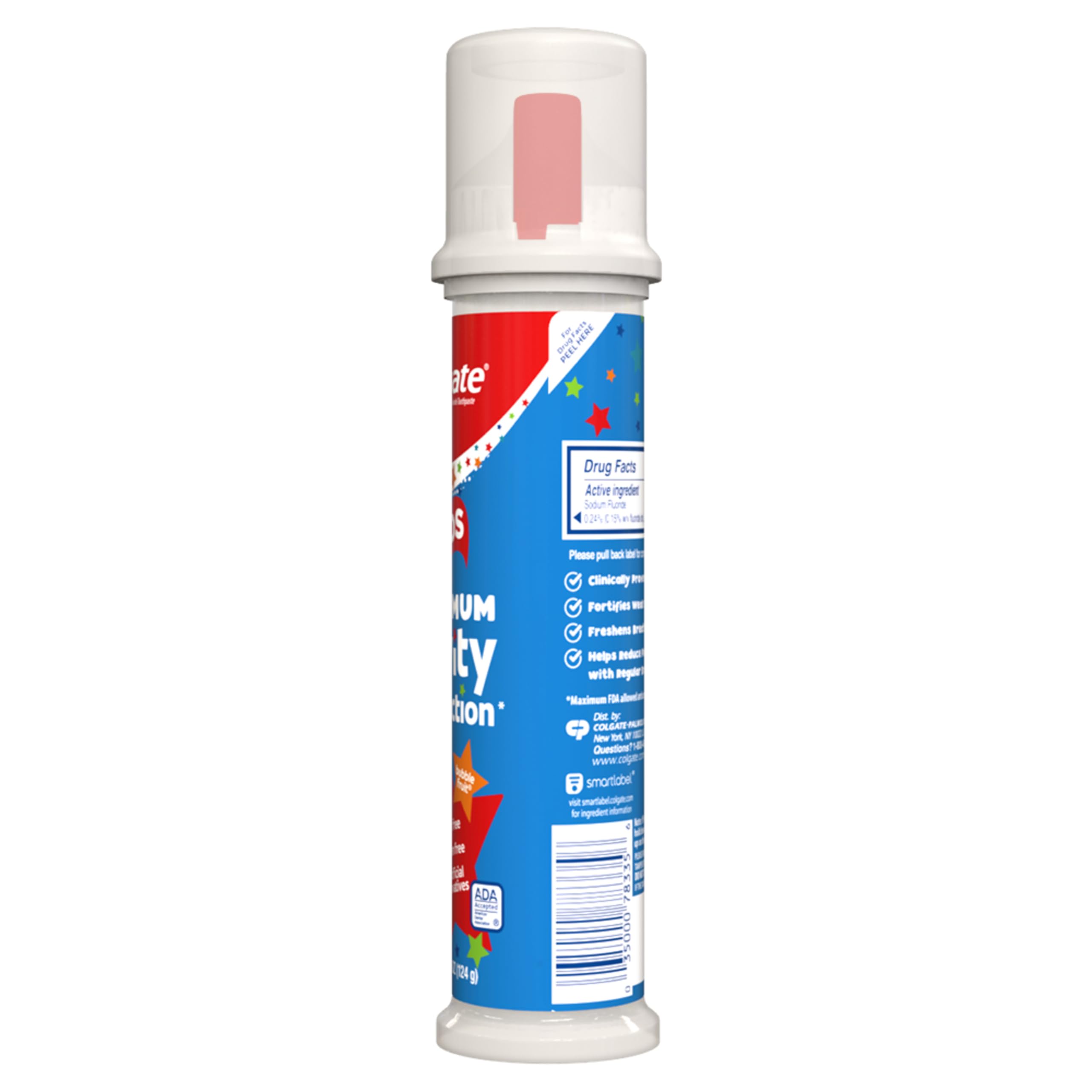 Colgate Kids Toothpaste Pump with Fluoride for Cavity Protection, Ages 6+, ADA Accepted, Bubble Fruit, 4.4 Ounce, 6 Pack