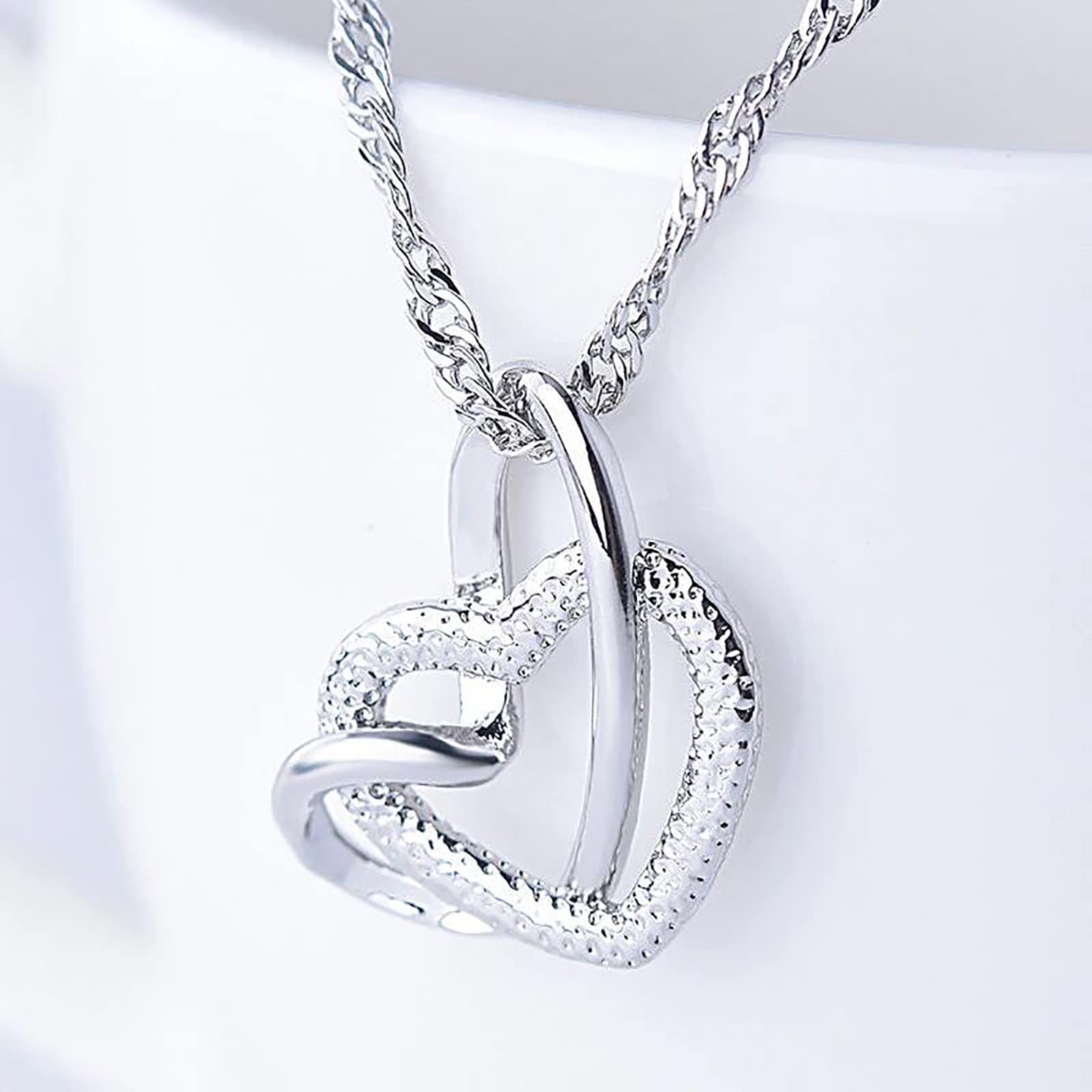 Valentines Day Gifts Dainty Classy Heart Pendant Necklace for Women, Trendy Jewelry Necklace for for Anniversary Wedding Birthday Party, Amazon Haul Clearance