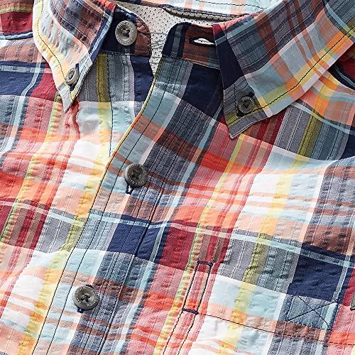 Eddie Bauer Men's Pack It Seersucker Short-Sleeve Shirt, Red, Small