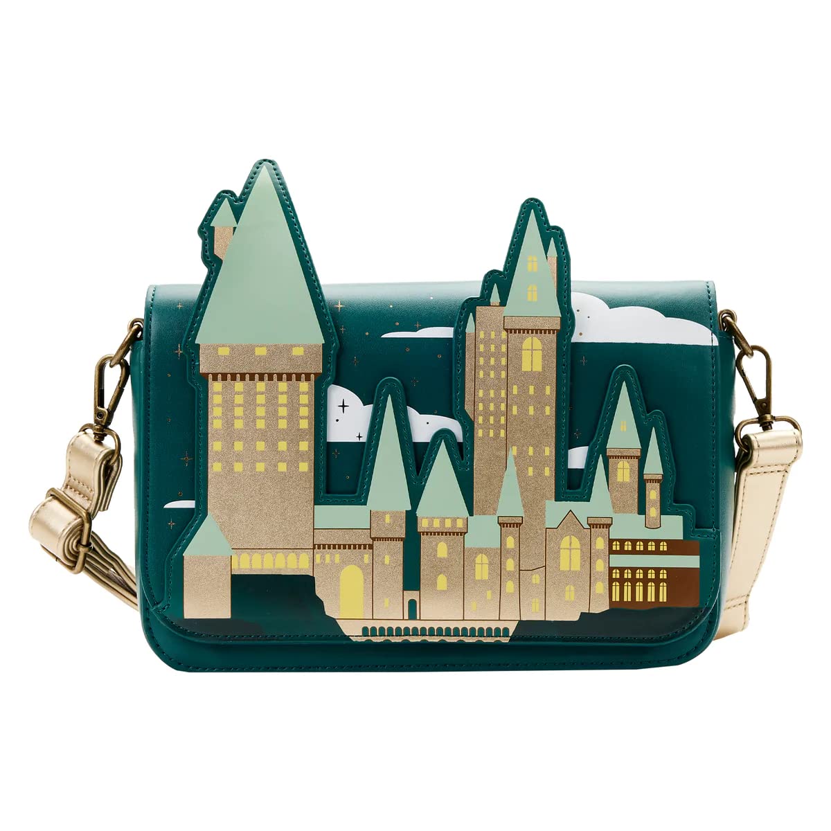 Loungefly Harry Potter Golden Hogwarts Crossbody Purse Standard