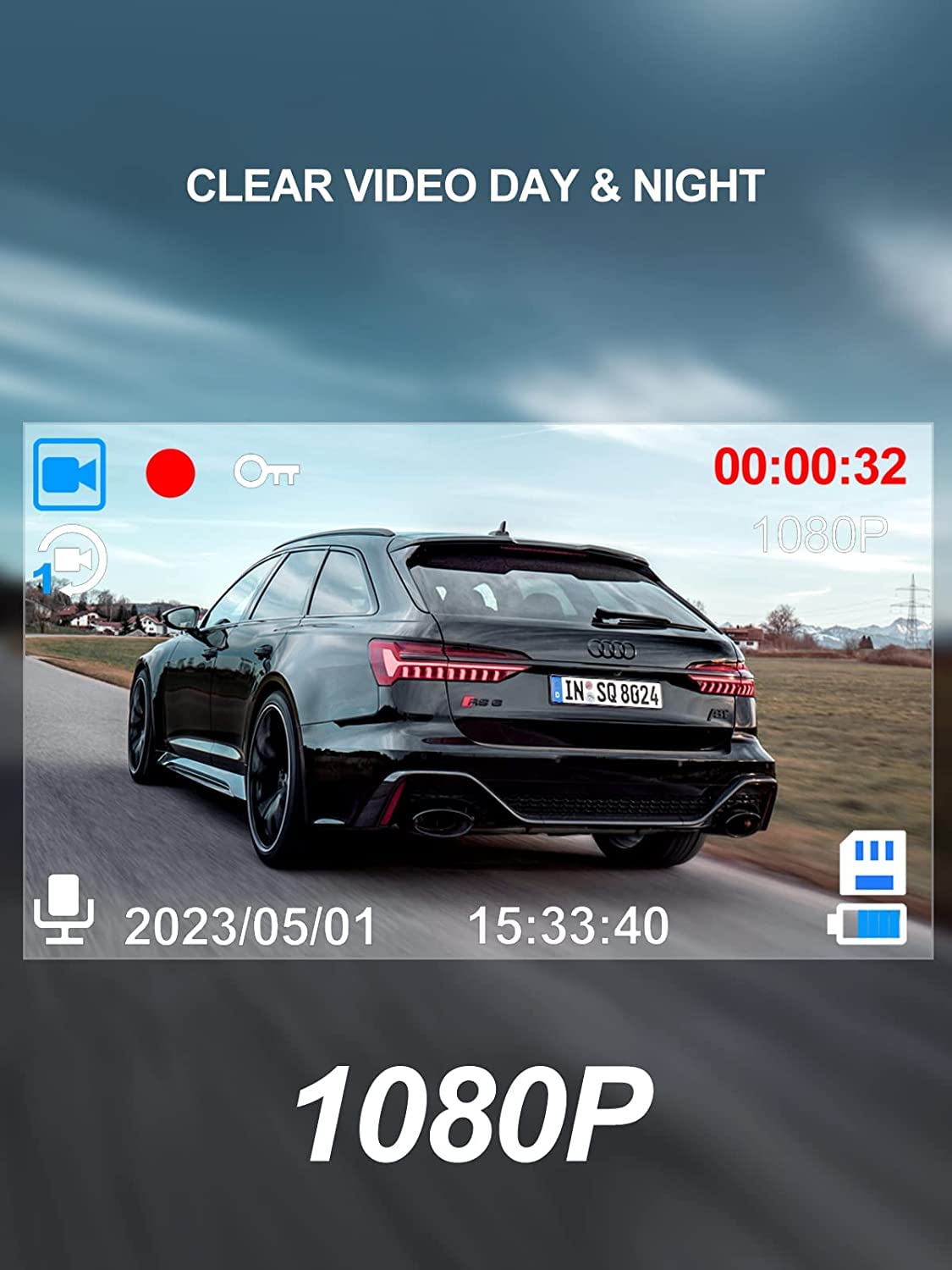 Dash Cam FHD 1080P Mini Dash Camera for Cars with WiFi, 2.45" IPS Screen, Night Vision, WDR, Loop Recording, G-Sensor Lock, 170°Wide Angle and Parking Monitor