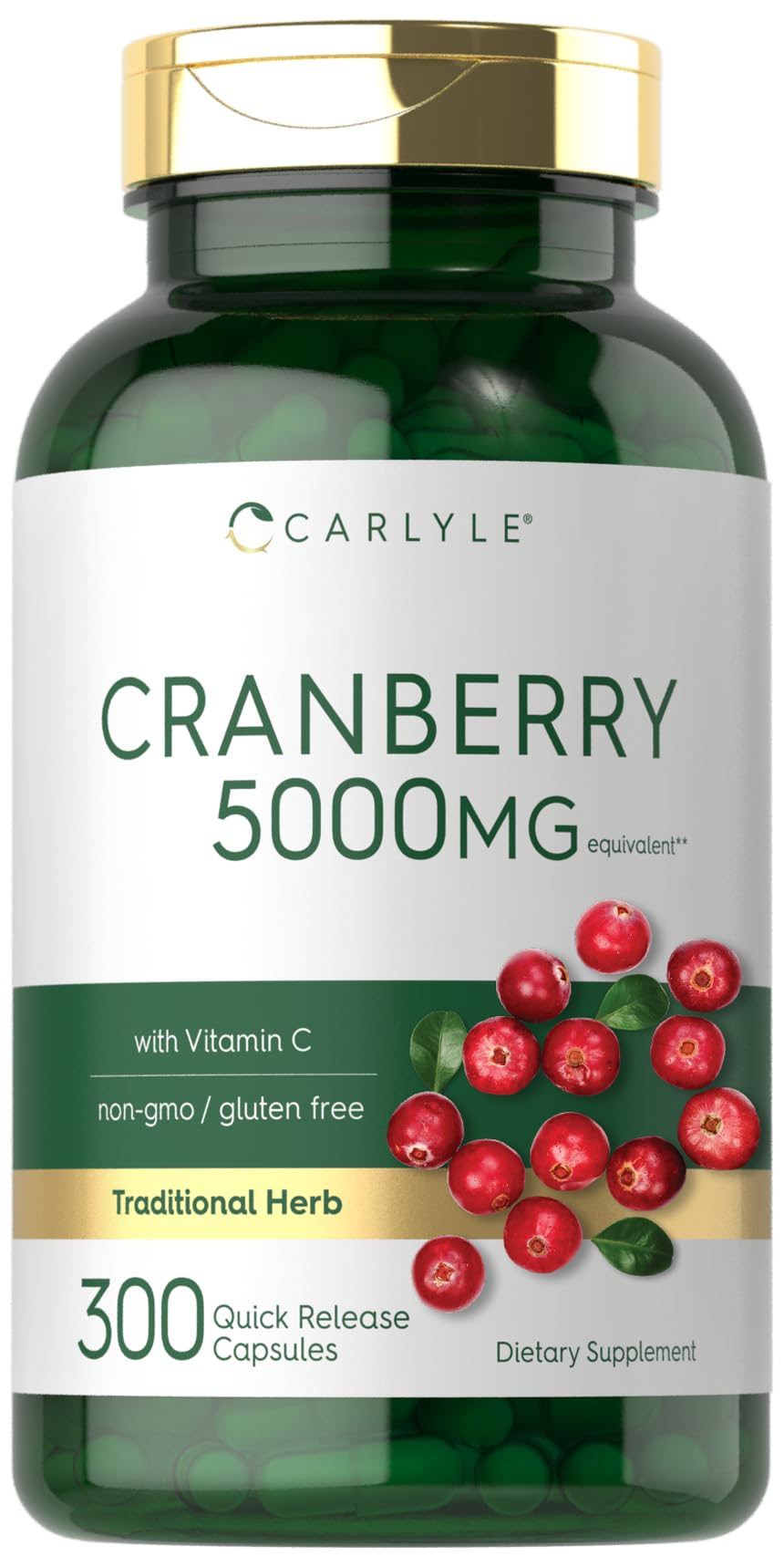 Carlyle Cranberry Pills 5000mg | 300 Capsules | with Vitamin C | Non-GMO, Gluten Free