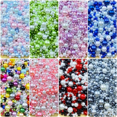 LIMAOLLY 60g Mixed 3-10mm Round Pearl Beads with Hole Loose Satin Plastic Crafts Beads for DIY Jewelry Making Vase Fillers Key Chains Birthday Party Home Decoration(Yellow Series)