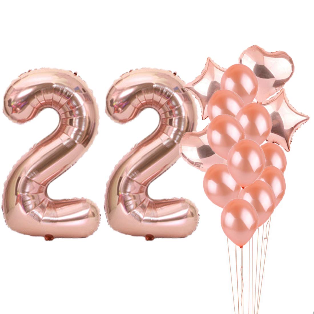 22th Birthday Decorations Party Supplies,22th Birthday Balloons Rose Gold,Number 22 Mylar Balloon,Latex Balloon Decoration,Great Sweet 22th Birthday Gifts for Girls,Photo Props