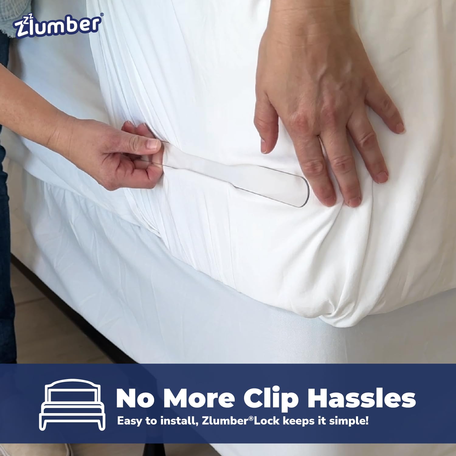 ZlumberLock Sheet Holders Keep Sheets Firm & Tight - Ultimate Bed Sheet Holder Straps with Bedsheet Clips/Straps No More Loose Sheets, Fits, Easy One-Time Installation (Zlumber Lock)