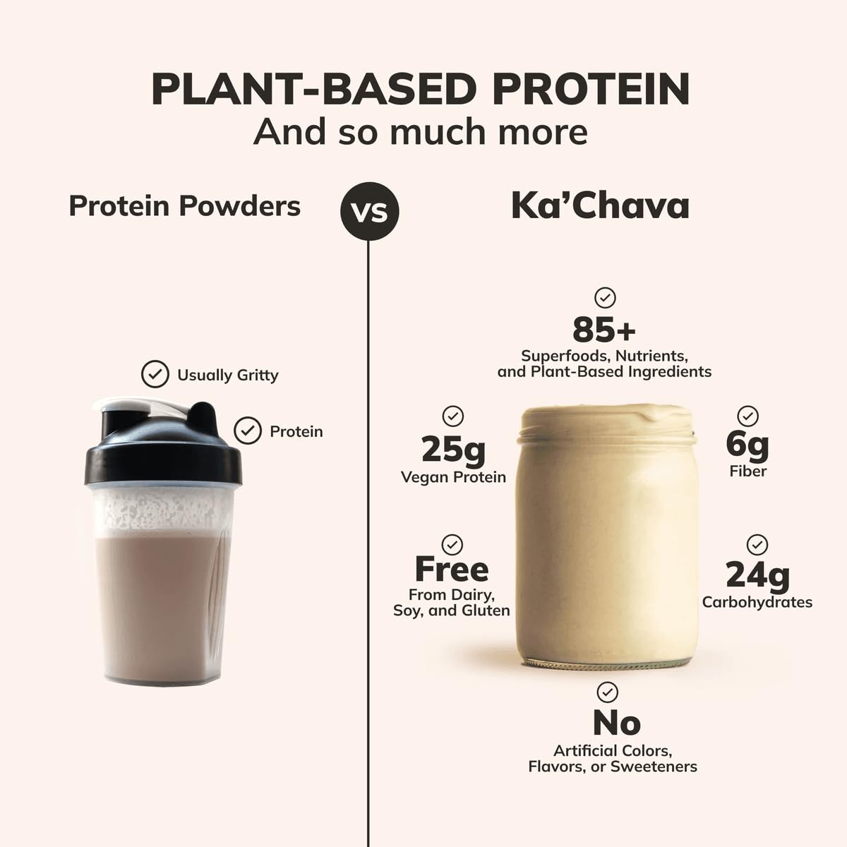 Ka’Chava All-In-One Nutrition Shake Blend, 85+ Superfoods & Nutrients, Meal Replacement, Greens Plant-Based Superfood Powder Protein Drink, Digestive Enzymes & Probiotics, Vegan Dairy Gluten Free, 2lb