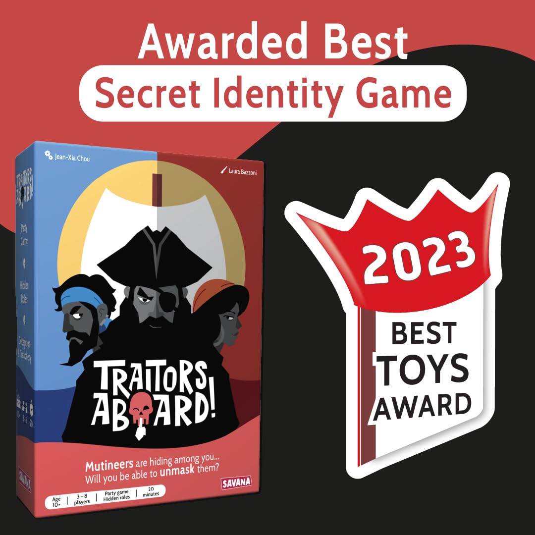 SAVANA Traitors Aboard - Award Winning Secret Identity Party Game - Fun, Bluffing and Betrayal | Easy to Learn, 15-Minute Round | Popular Games for 3-8 Players - Ages 10+ | Family Card Game