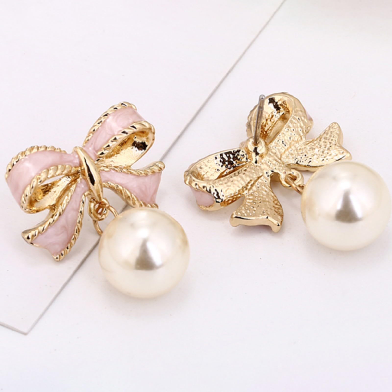 JZANHGAS today Bow Earrings for Women Trendy Stuff Cute Bow Pearl Drop Dangle Earrings Bowknot Stud Wedding Party Daily Jewelry Accessory Gifts Lightning off Deals off Today Prime