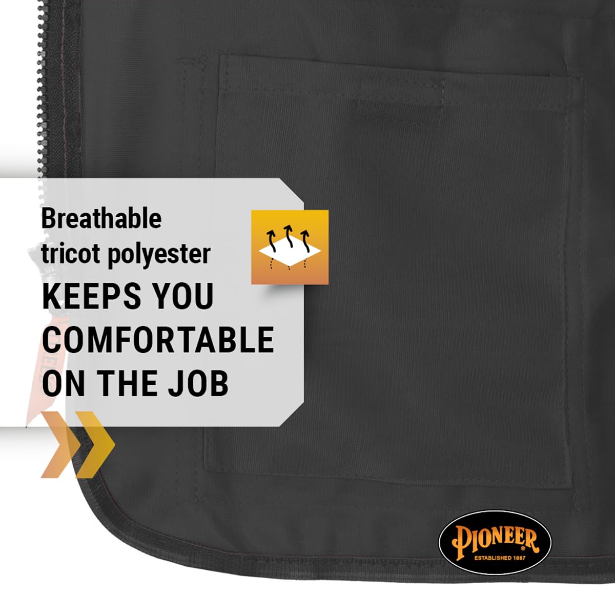 Pioneer Safety Vest for Women with Pockets - Hi-Vis Reflective Tape - for Construction - Black