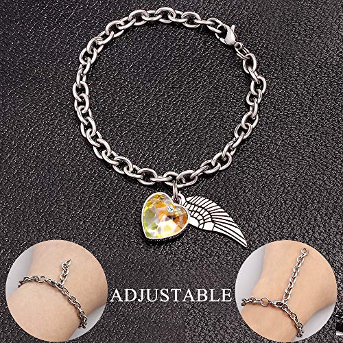 Btysun Crystal Heart Charm Bracelets for Women,Link Charm Bracelets Stainless Steel Link Bracelet Birthday Gifts for Women Teen