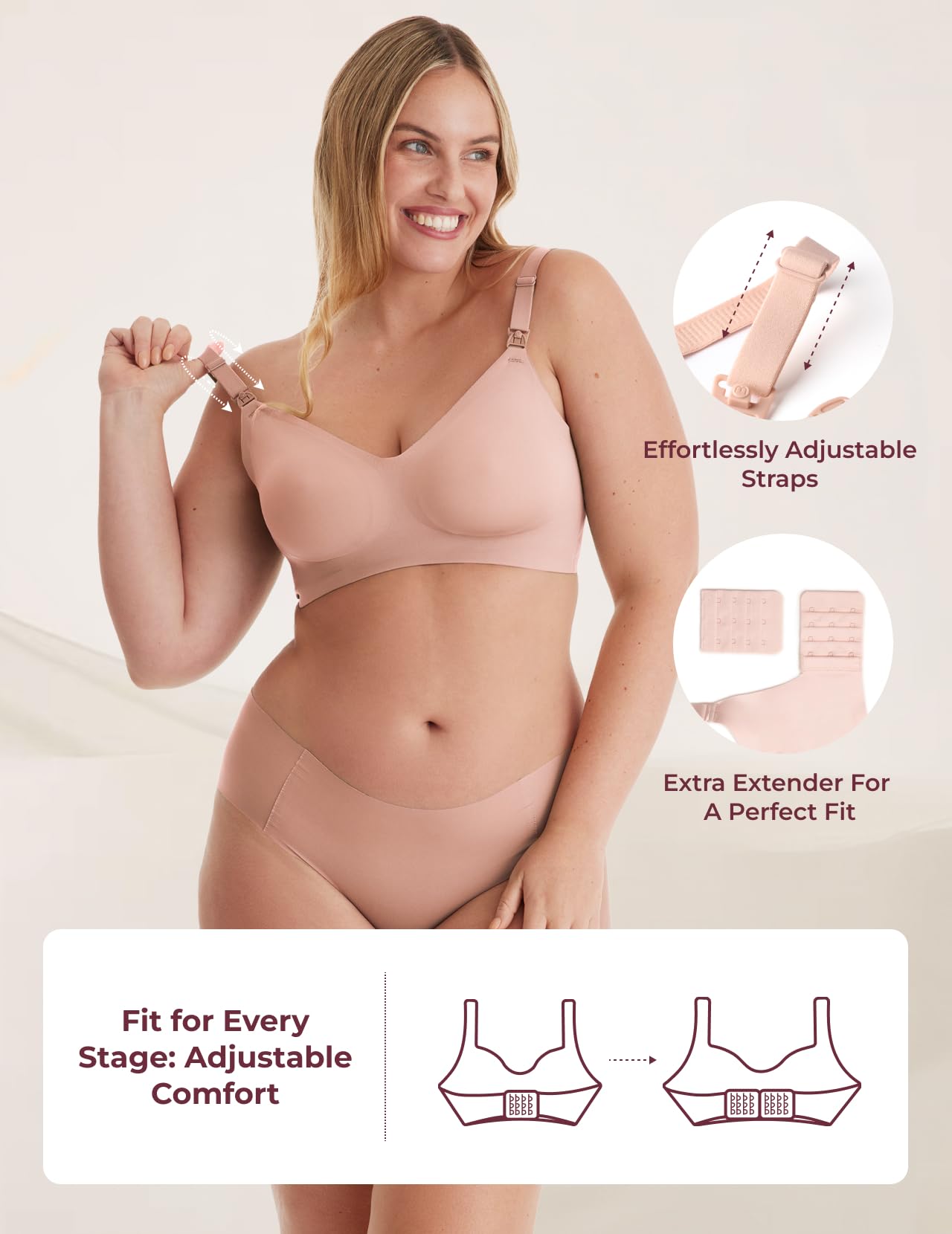 Momcozy Nursing Bras for Breastfeeding, YN21 Seamless Ultra Comfort Maternity Bra, Natural Shape, Pregnancy Sleep Bralette