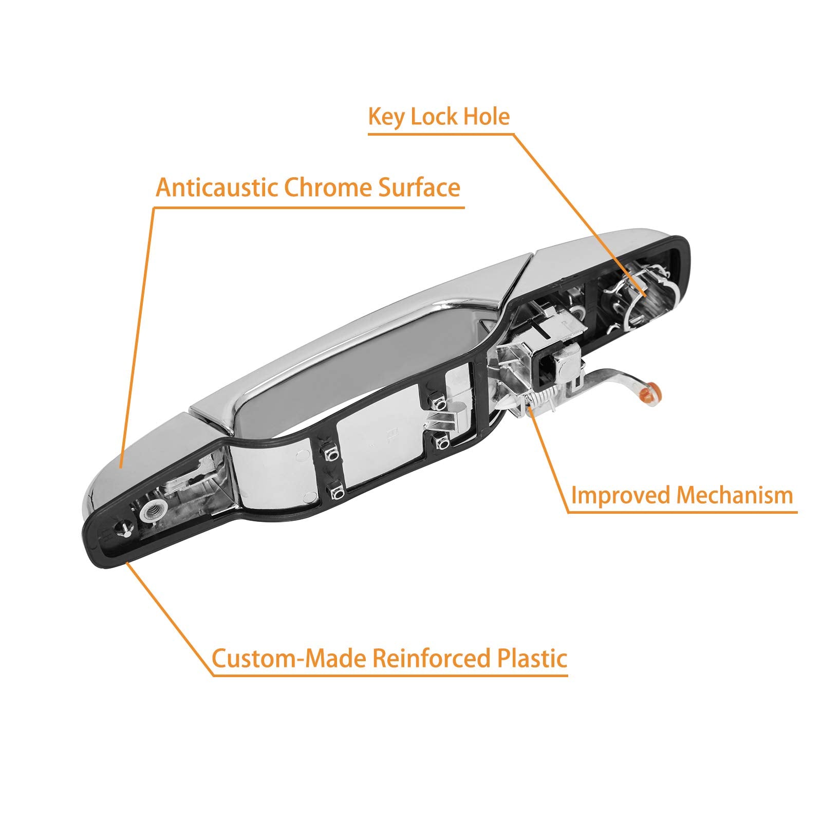 Exterior Chrome Door Handle Front Left Driver Side | Replacement for 2007-2013 Chevy Silverado Suburban Tahoe Avalanche GMC Sierra Yukon Cadillac Escalade | Replaces# 20828258, 22738721, 25960525