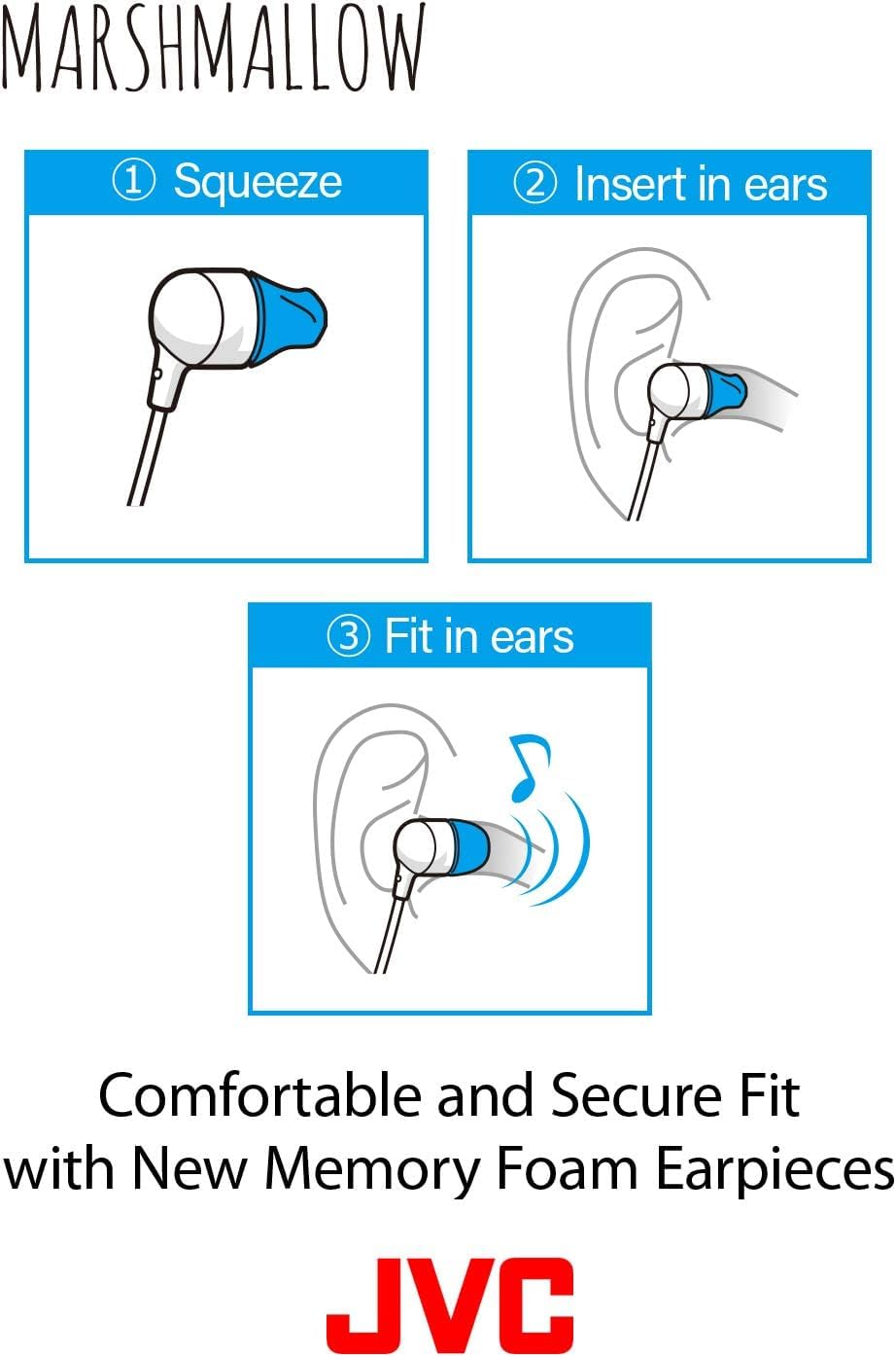 JVC Memory Foam Earbud Marshmallow Memory Foam Earbud with Mic Black (HAFX38MB)