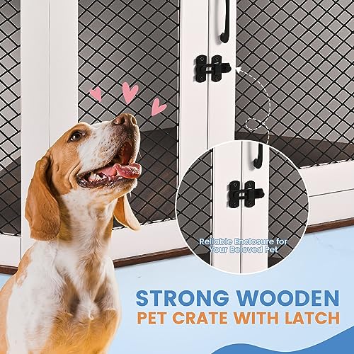 BOEASTER Corner Dog Crate Furniture, Wooden Dog Kennel End Table with Door Furniture Style Dog House Pet Crate Indoor Use for Small Medium Dogs