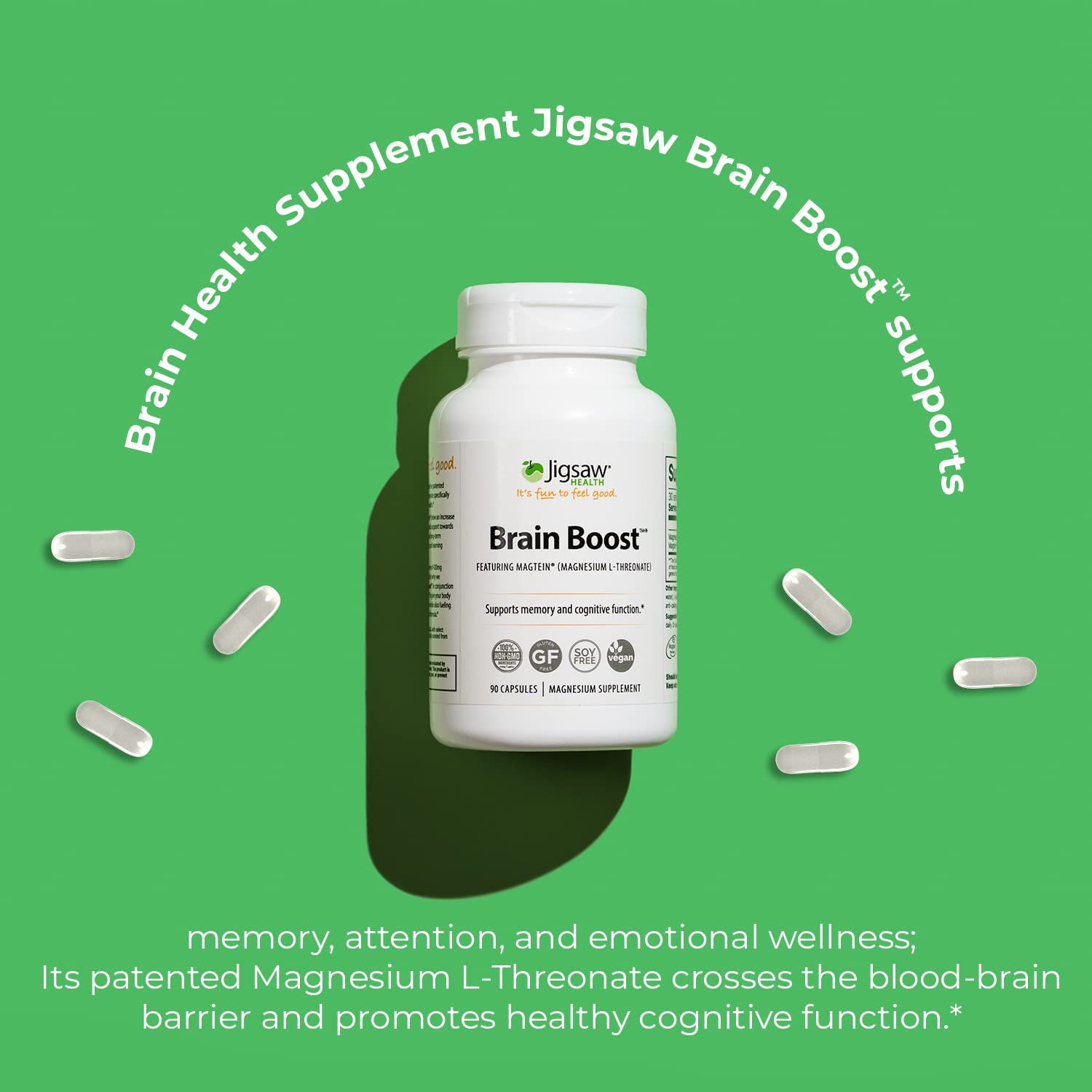 Jigsaw Health Brain Boost | Magnesium L-Threonate | 90 Capsules