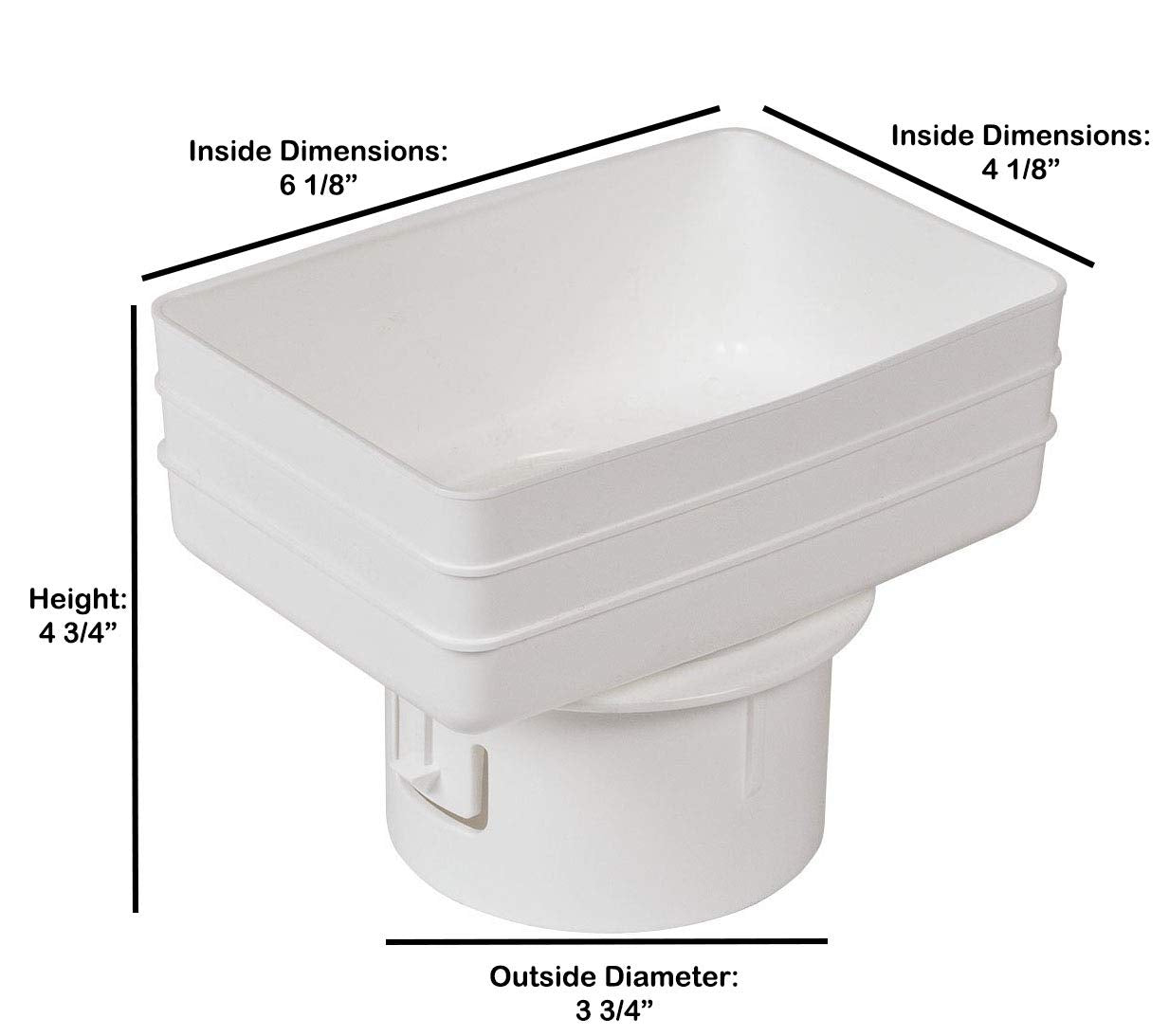 Plastic Universal Downspout to Drain Tile Adapter (4X6X4, BLACK)