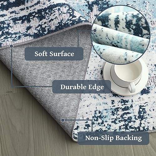 QD-Udreamy 5x7 Area Rugs - Machine Washable Area Rugs 5x7 for Living Room, Soft Washable Rugs 5x7, Non-Slip Washable Area Rug, Stain Resistant Abstract Low Pile Thin Washable Rug 5x7