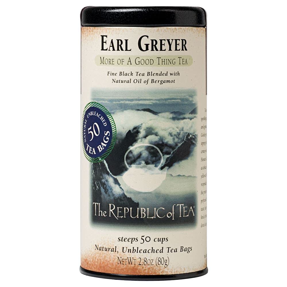 The Republic of Tea — Earl Greyer Black Tea Tin, 50 Tea Bags, Naturally Caffeinated