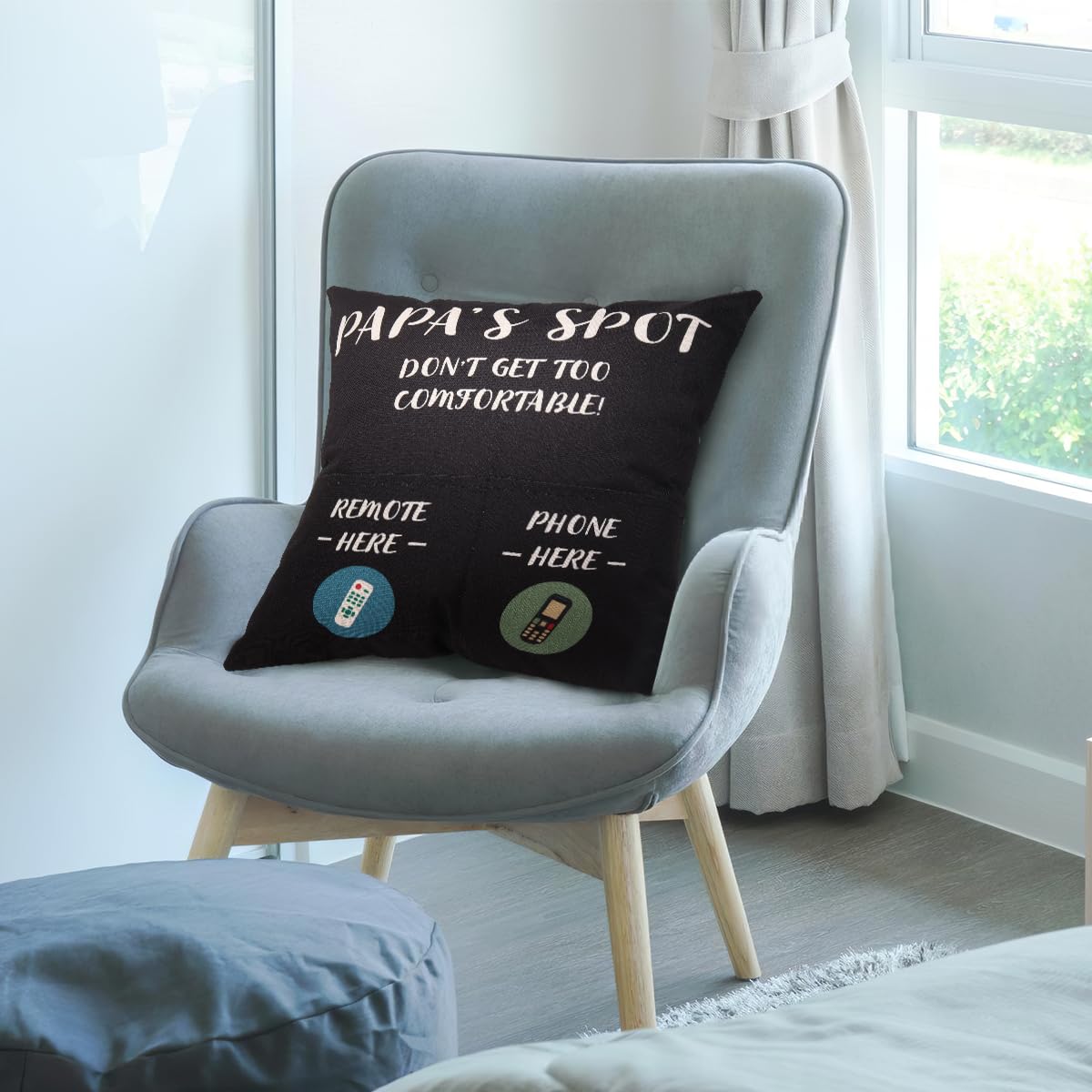 Papa Gifts for Christmas Grandpa Birthday Gifts from Grandson Granddaughter Grandkids Thank You Gifts for Grandfather Granddad Grandpa New PAPA Definition Tumbler + Pillow Cover (Papa's Spot)