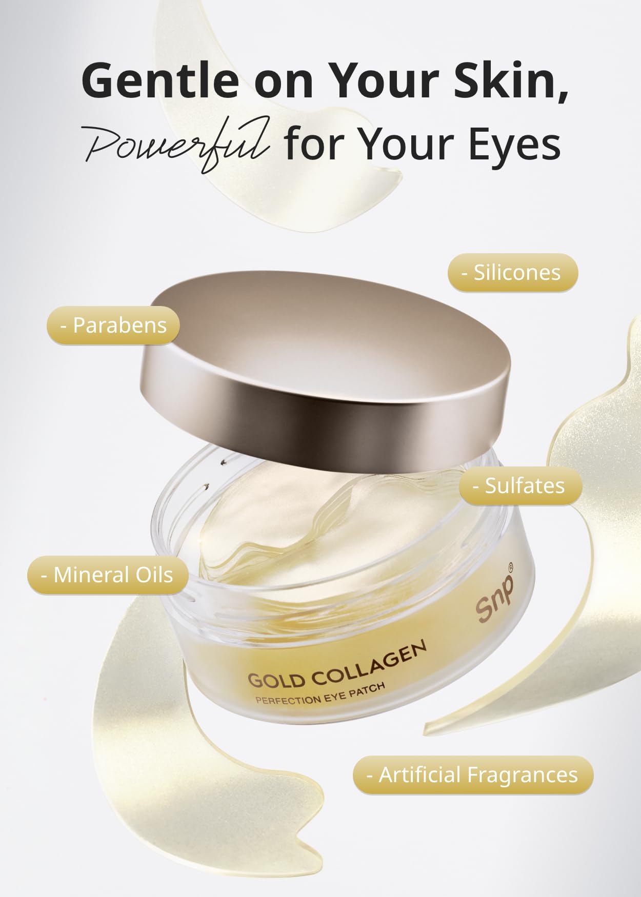 [K Beauty Snp] 24K Gold Perfection Eye Patch | Brightening Under Eye Patches for Wrinkles and Dark Spots | Under Masks for Puffy Eyes and Dark Circles | Korean Collagen Skincare | 60 Patches
