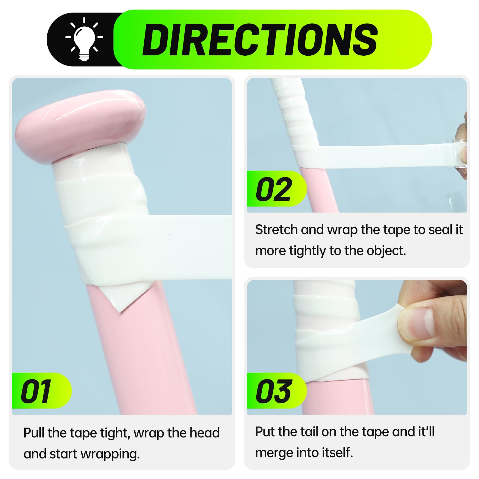 PHIXBEAR Baseball Bat Grip Tape White, 1.1mm Thick, Silicone Material Bat Tape, 2 Rolls for Softball and Golf Clubs 1 x 78.75