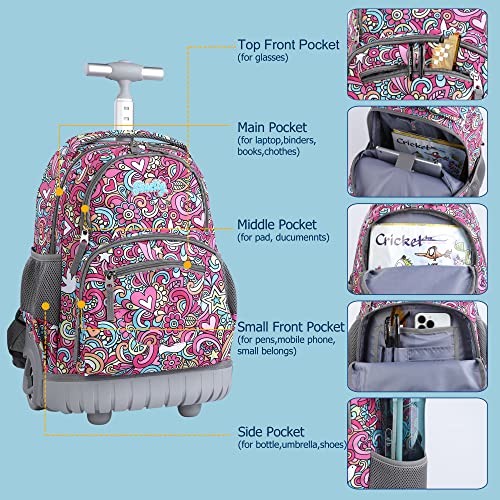 seastig Rolling Backpack 16 Inch Wheeled Backpack Laptop Backpack Carry-on Backpack School College Travel