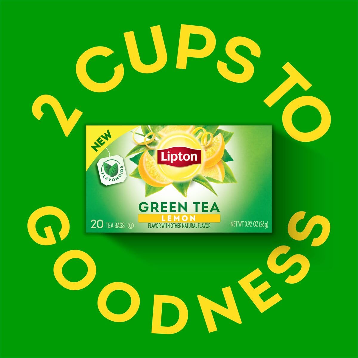 Lipton Lemon Green Tea Bags, Flavored, Unsweetened Teabags for Hot Tea or Iced Tea with Caffeine and Flavonoids, 120 Total Tea Bags (20ct - Pack of 6)