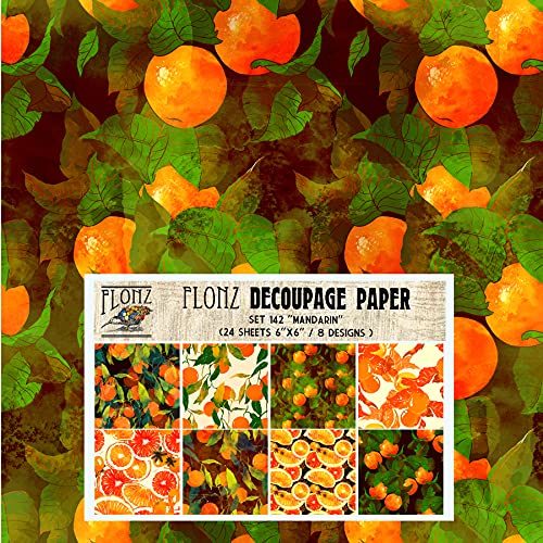 Decoupage Paper Pack (24 Sheets 6"x6") Art Deco Butterflies and Berries # Vintage Styled Pattern Paper for Decoupage, Craft and Scrapbooking