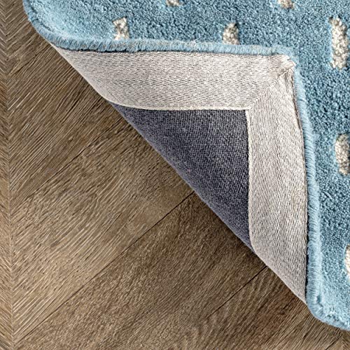 Arvin Olano Mandia Striped Wool Runner Rug, 2' x 6', Baby Blue