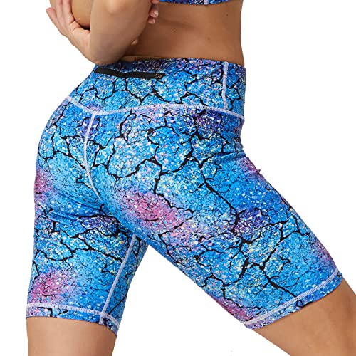 UIUO-UIPEU Biker Shorts with Pockets for Women Workout Leggings Cycling Yoga Shorts Printed Sprinkled Stars 1-2 X-Small