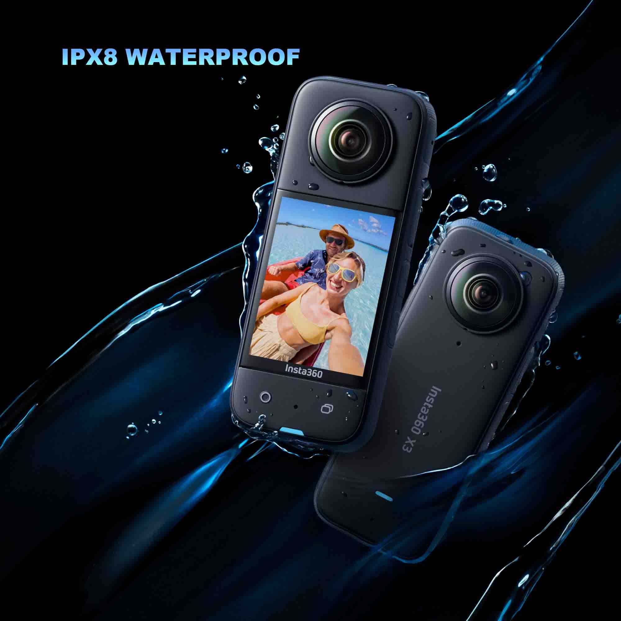 insta360 X3 360 Degree Waterproof Action Camera, 5.7K 360, Stabilization, Touch Screen, AI Editing, Live Streaming, Webcam, Voice Control, Black