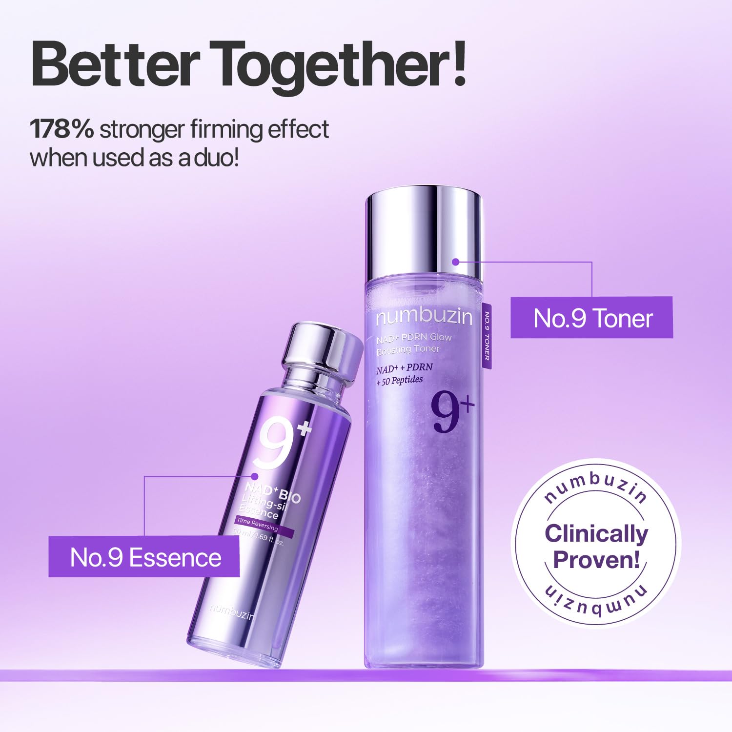 numbuzin No.9 NAD+ Salmon PDRN Glow Boosting Toner, Hydrating & Firming Toner for Wrinkles, Fine Lines & Dull Skin, Peptides & Salmon PDRN for Radiance, Korean Skincare 5.07 fl oz