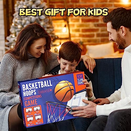 HopeRock Indoor Mini Basketball Hoop for Kids, Basketball Hoops Over The Door with LED Lighting, Mini Hoop with Scoreboard & 3 Balls, Basketball Toys Gifts for 5 6 7 8 9 10 11 12 Year Old Boys Girls