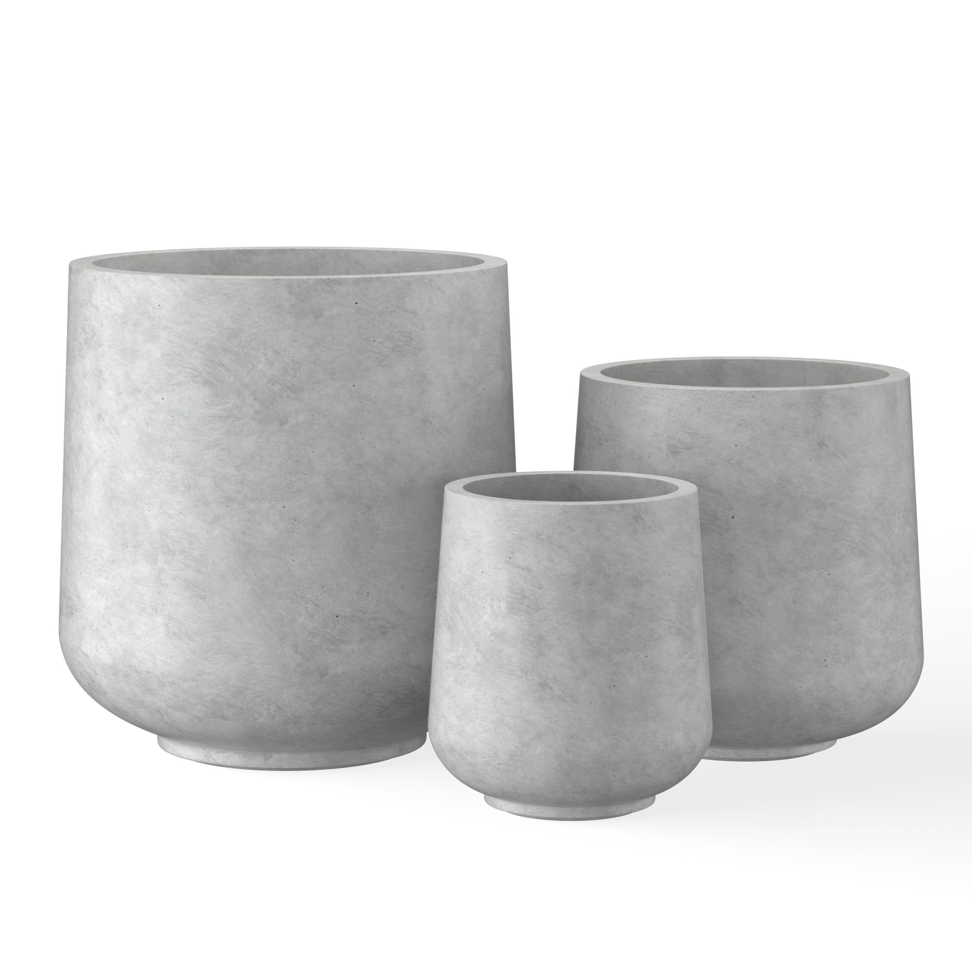 Kante 15.3"+11.6"+8.2" Dia Round Concrete Planter, Large Outdoor Indoor Planter Pots Containers with Drainage Holes and Rubber Plug for Home Garden Patio, Natural Concrete