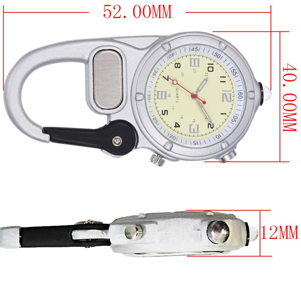 Weicam Nurse Doctors Pocket Watch Analog Quartz FOB Outdoor Carabiner Luminous Watches (Black)