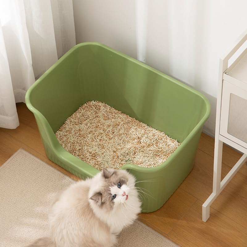 TownTime Extra Large Litter Box with High Sides 25.27" Lx17.83 Wx13.11 H,Anti-Splashing Kitty Litter Box,Tool-Free Assembly,Multi Cat Litter Box,Jumbo Litter Box (Green)