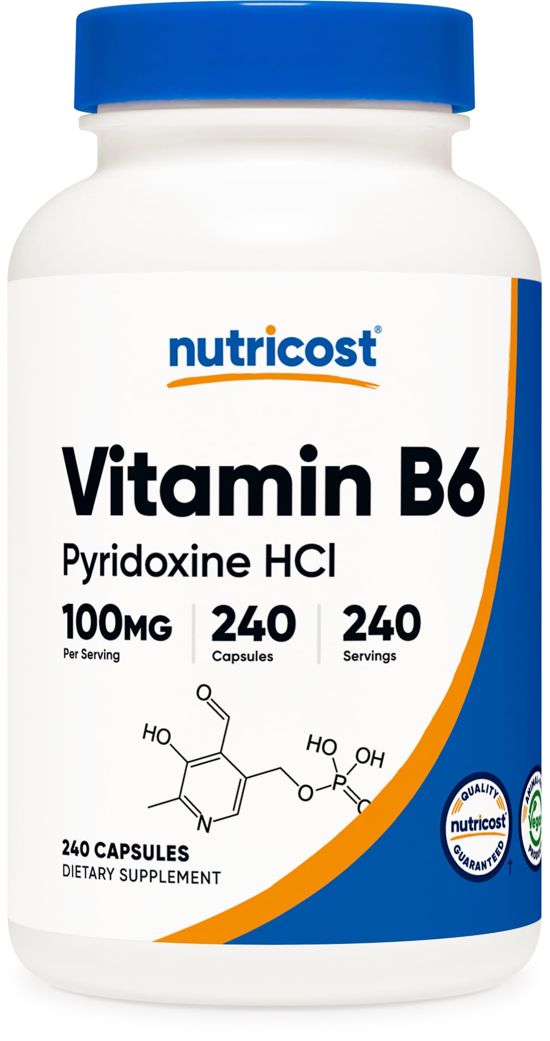 Nutricost Vitamin B6 (Pyridoxine HCl) 100mg, 240 Capsules (2 Bottles)