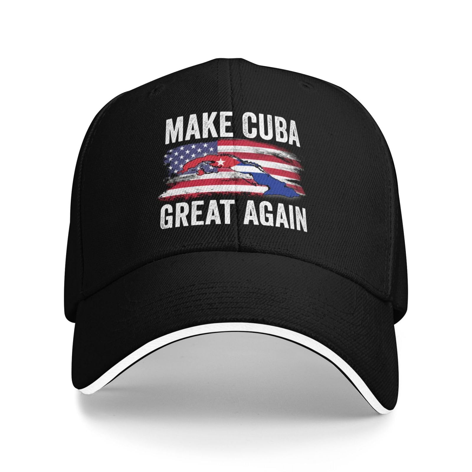 Make Cuba Great Again hat Cuban Flag Baseball Cap (Black)