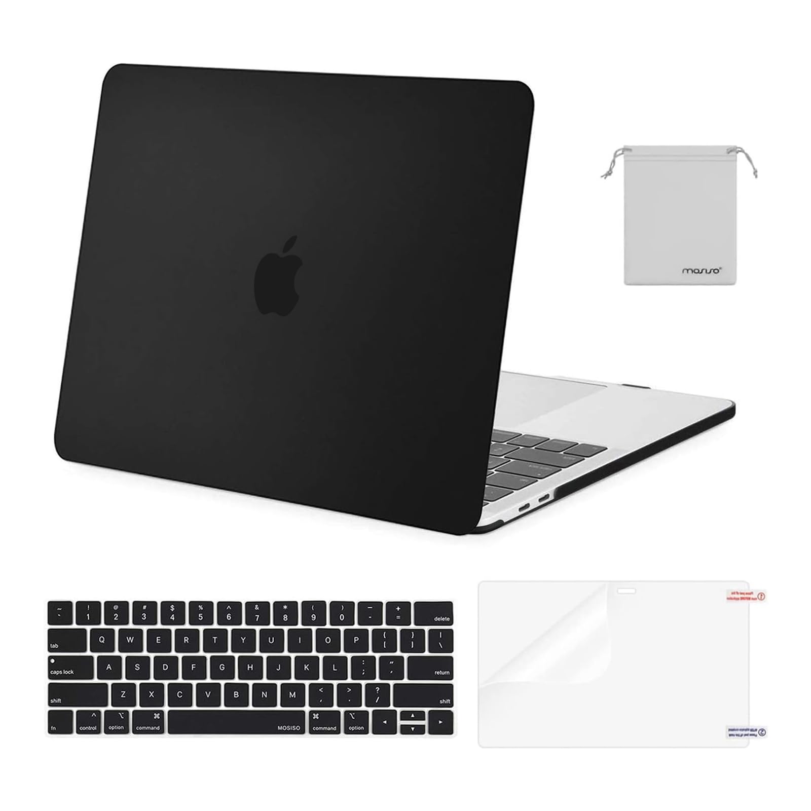 MOSISO Compatible with MacBook Pro 13 inch Case M2 2026 2025 2024 2023 2022-2016 A2338 M1 A2251 A2289 A2159 A1989 A1708 A1706, Plastic Hard Shell&Keyboard Cover&Screen Film&Storage Bag, Black