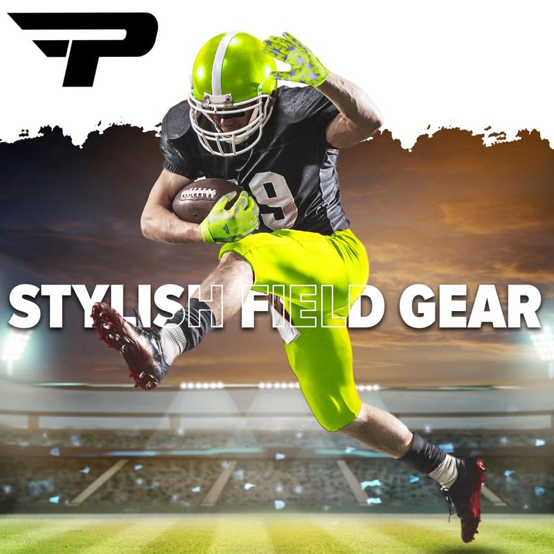 PLAYEUR Sticky Receiver Adult and Kids Football Gloves - Stretch Fit, Durable Grip | Youth Football Gloves for Boys 8-12 in Vibrant Colors
