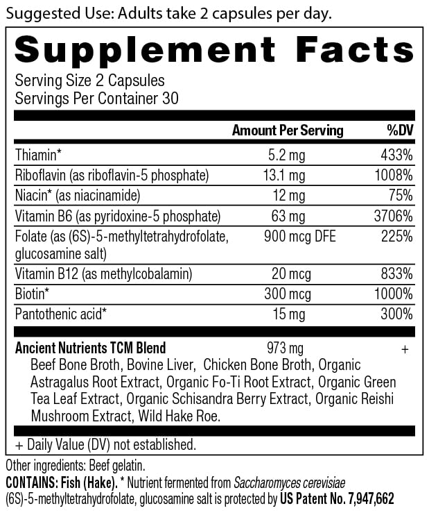 Ancient Nutrition Vitamin B Complex Supplement, 8 Balanced B-Vitamins, Supports Healthy Energy Levels, Adaptogenic Herbs, Enzyme Activated, Paleo & Keto Friendly, 60 Capsules