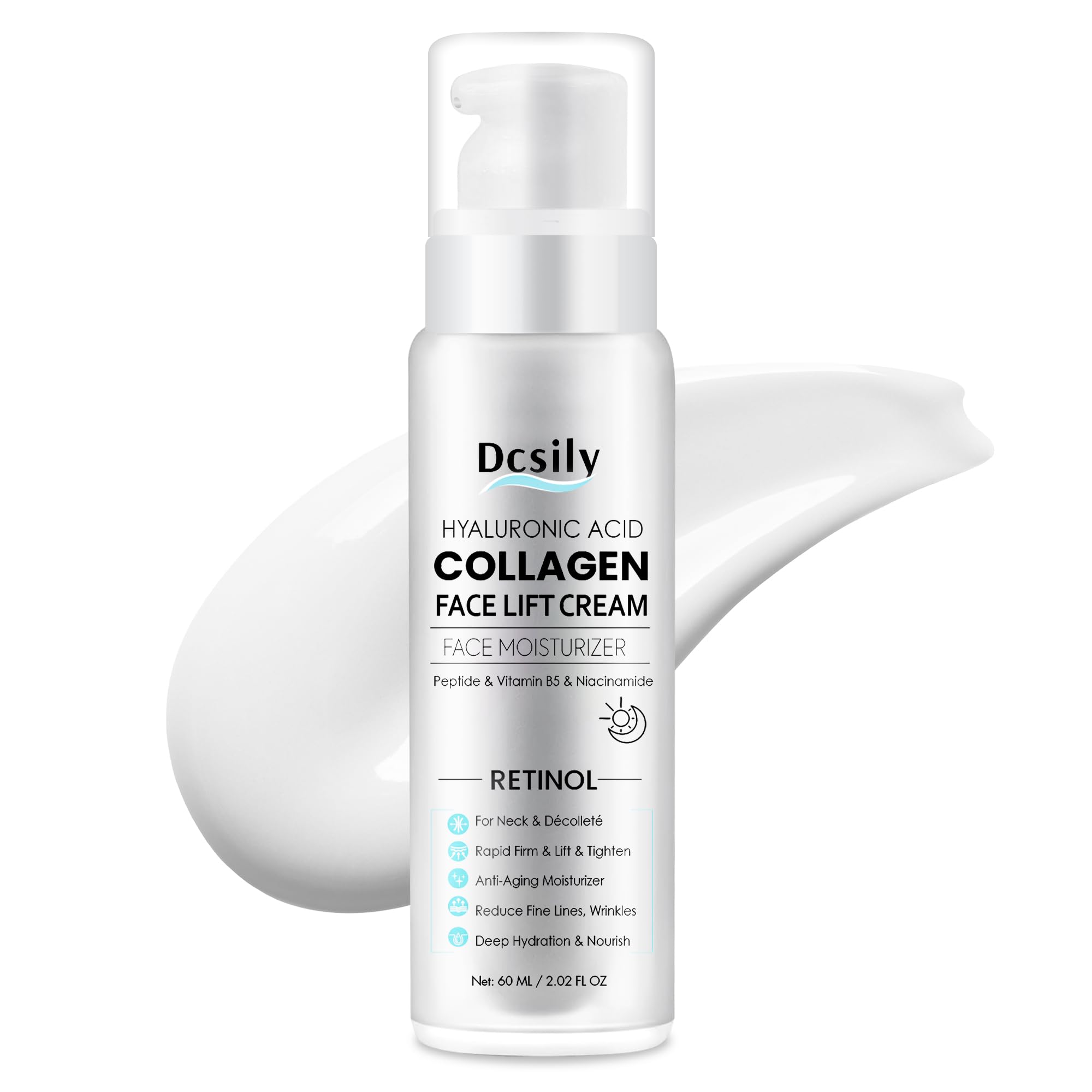 Skin Tighten And Lift Neck Cream: Face Lift Cream 6-in-1 Anti-Aging Moisturizer for Anti Wrinkle - Hydrating Neck Firming Cream with Retinol, Collagen, Peptide, Hyaluronic Acid for Neck & Décolleté