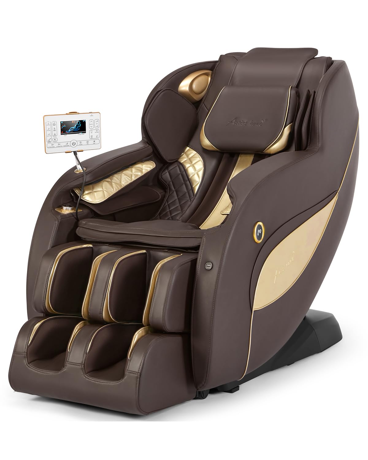 Artist hand Massage Chair Full Body, SL Track Zero Gravity Massage Chair Recliner with 12 Modes, Bluetooth, Body Scan, Foot Roller & Airbags Massage, AI Voice Control (Brown)