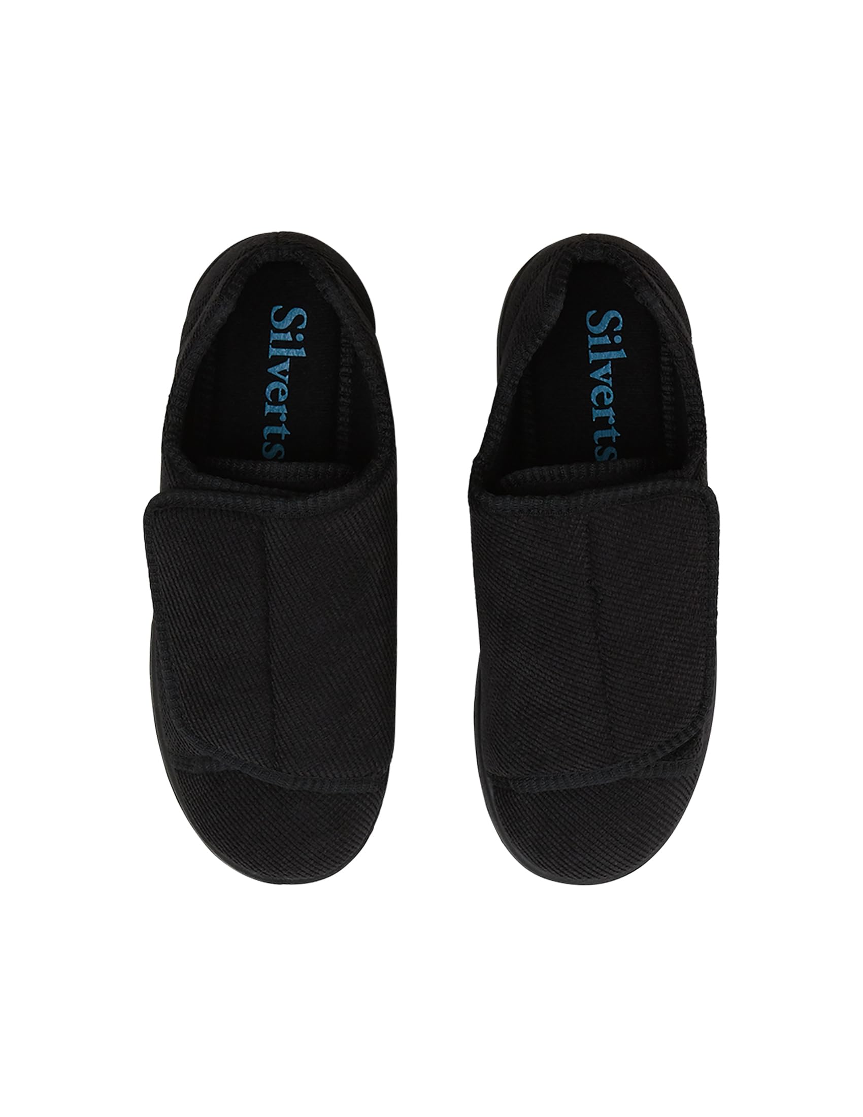 Silvert's Adaptive Clothing & Footwear Women’s Double-Extra Wide Easy Closure Slipper for Seniors - Black/Black 10