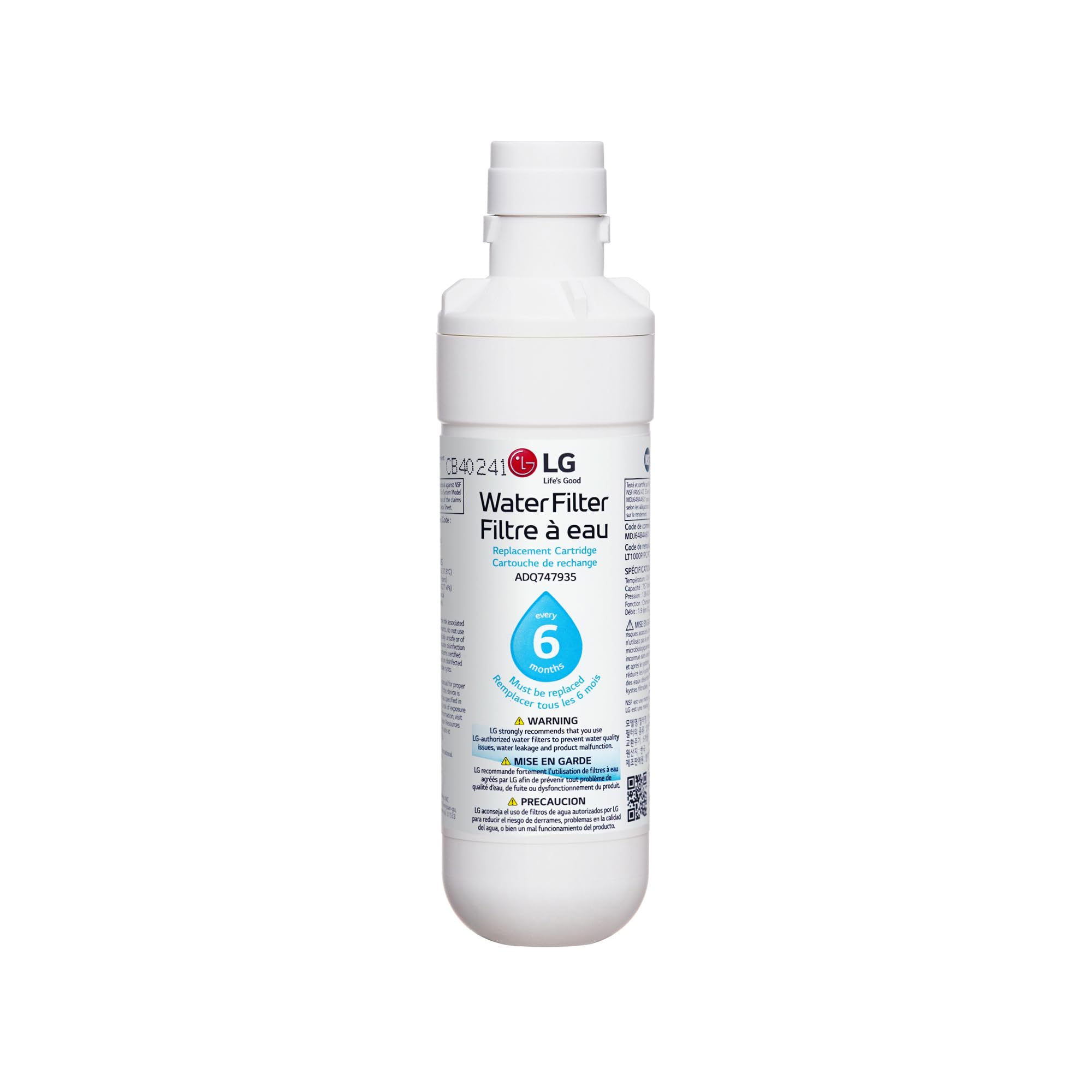 LG LT1000P - 6 Month / 200 Gallon Capacity Replacement Refrigerator Water Filter (NSF42, NSF53, and NSF401) ADQ74793501, ADQ75795105, AGF80300704, or AGF80300705 White