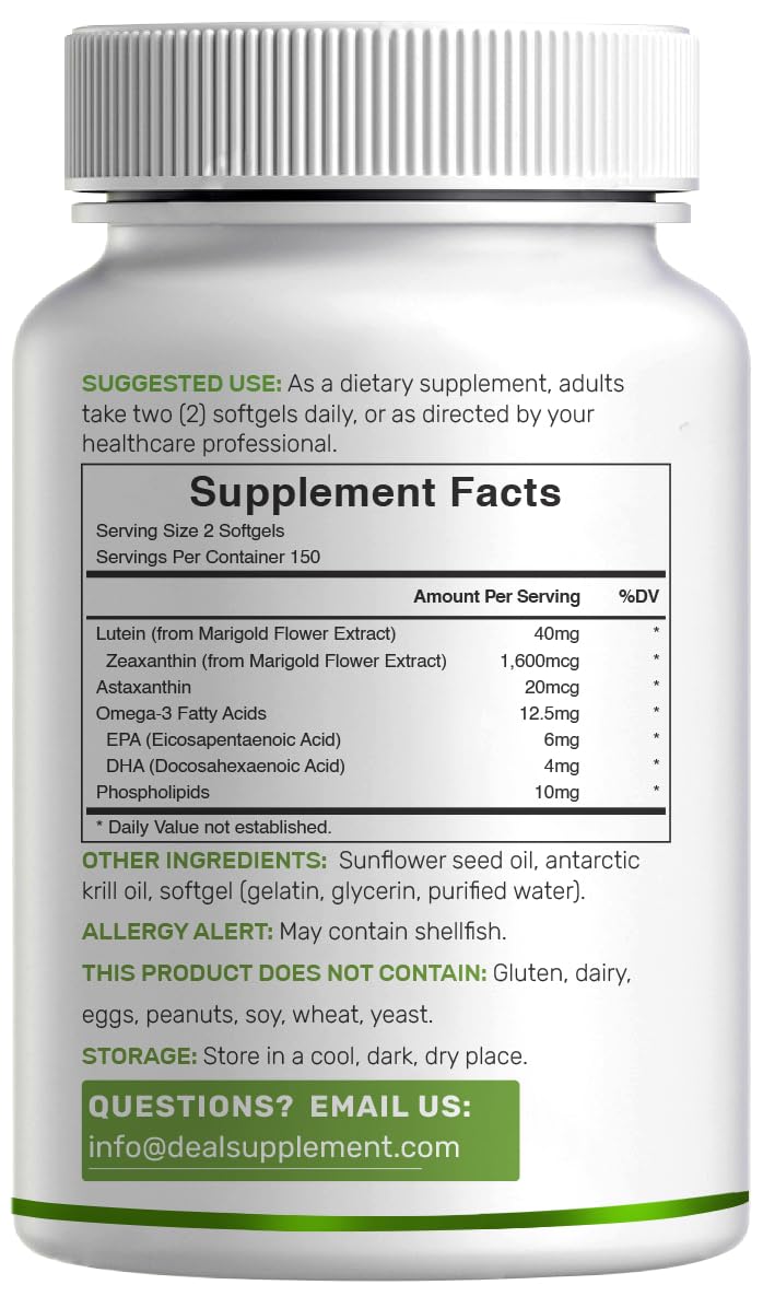 Lutein and Zeaxanthin Supplements, 40mg Per Serving, 300 Softgels