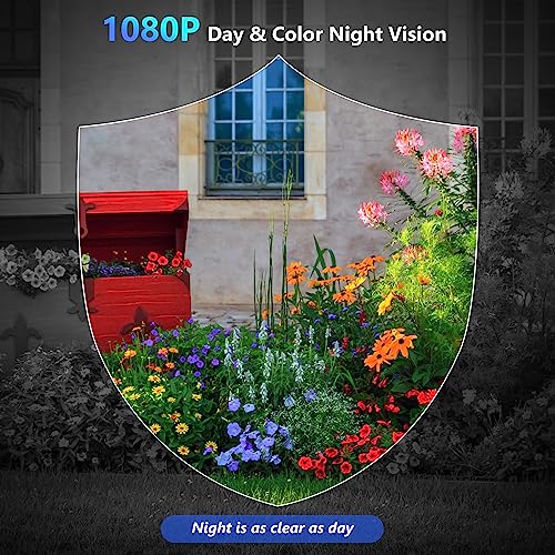 Geekee Solar Security Cameras Wireless Outdoor, Cameras for Home Security with Motion Detection, Spotlight/Siren Alarm, 1080P Color Night Vision, 2-Way Talk, Waterproof SD/Cloud Storage WiFi Camera